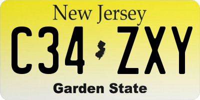 NJ license plate C34ZXY