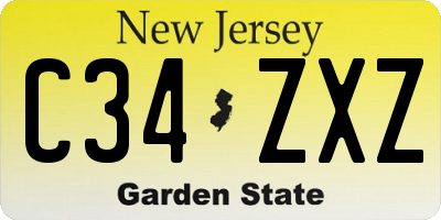NJ license plate C34ZXZ