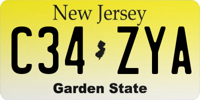 NJ license plate C34ZYA