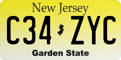 NJ license plate C34ZYC