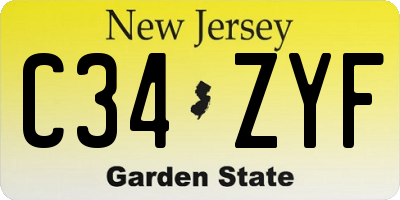 NJ license plate C34ZYF