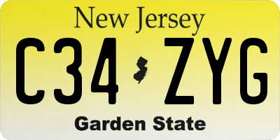 NJ license plate C34ZYG