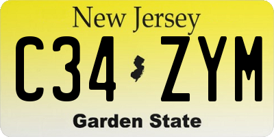 NJ license plate C34ZYM