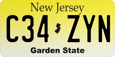 NJ license plate C34ZYN