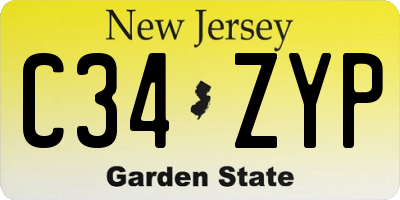 NJ license plate C34ZYP