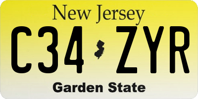 NJ license plate C34ZYR