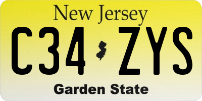 NJ license plate C34ZYS