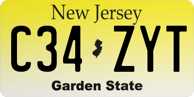 NJ license plate C34ZYT