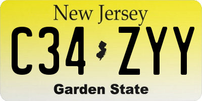 NJ license plate C34ZYY