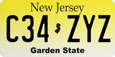 NJ license plate C34ZYZ