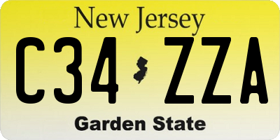 NJ license plate C34ZZA