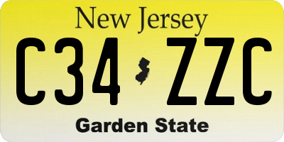 NJ license plate C34ZZC