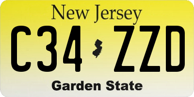 NJ license plate C34ZZD