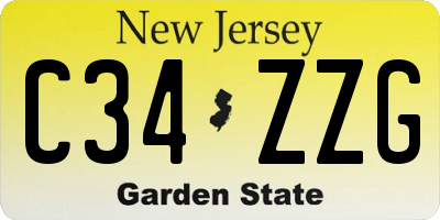 NJ license plate C34ZZG