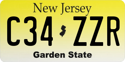 NJ license plate C34ZZR