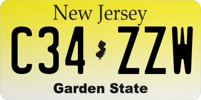 NJ license plate C34ZZW