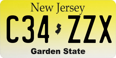 NJ license plate C34ZZX