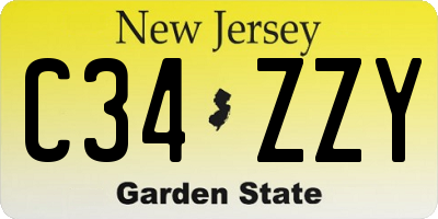 NJ license plate C34ZZY