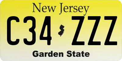 NJ license plate C34ZZZ
