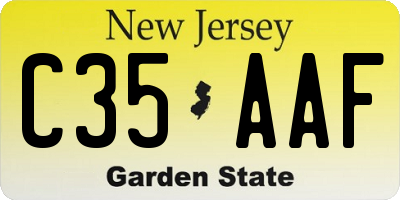 NJ license plate C35AAF