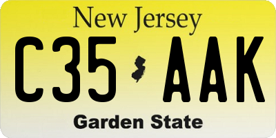 NJ license plate C35AAK