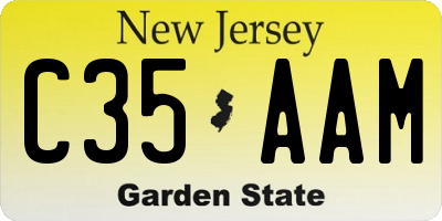NJ license plate C35AAM