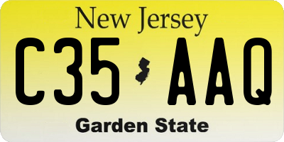 NJ license plate C35AAQ