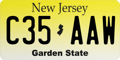 NJ license plate C35AAW