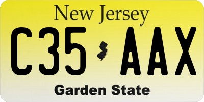 NJ license plate C35AAX