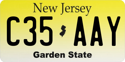 NJ license plate C35AAY