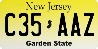 NJ license plate C35AAZ