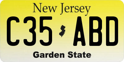 NJ license plate C35ABD