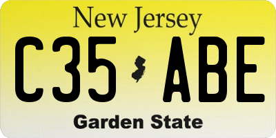 NJ license plate C35ABE