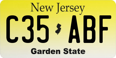 NJ license plate C35ABF