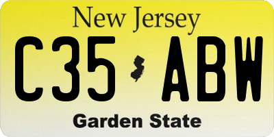 NJ license plate C35ABW