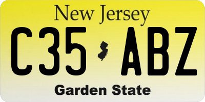 NJ license plate C35ABZ