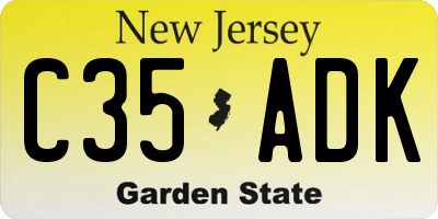 NJ license plate C35ADK