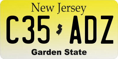 NJ license plate C35ADZ
