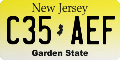 NJ license plate C35AEF