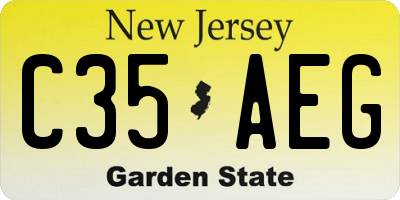 NJ license plate C35AEG