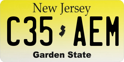 NJ license plate C35AEM