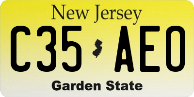 NJ license plate C35AEO