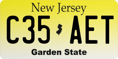 NJ license plate C35AET