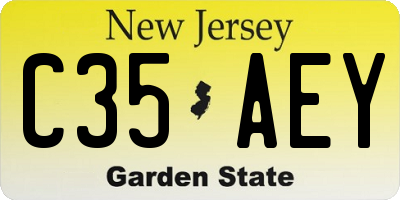 NJ license plate C35AEY