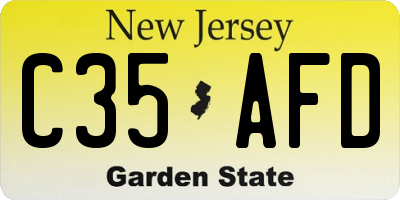 NJ license plate C35AFD