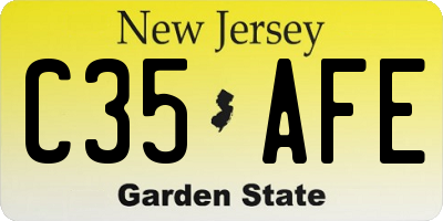 NJ license plate C35AFE