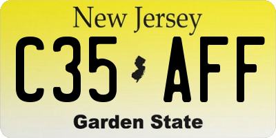 NJ license plate C35AFF