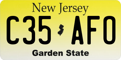 NJ license plate C35AFO