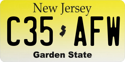 NJ license plate C35AFW