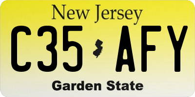 NJ license plate C35AFY